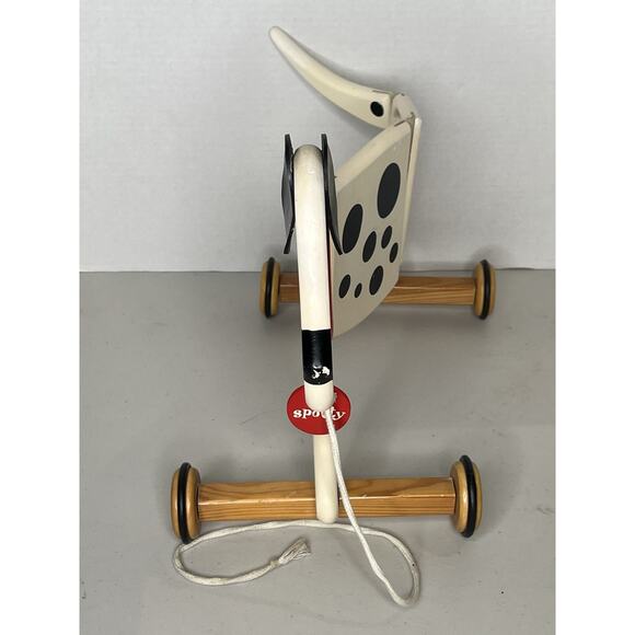 VINTAGE DOG PUSH/PULL TOY WIGGLING WOODEN FLEXIBLE SPOTTY NAME TAG DALMATION - Picture 2 of 3